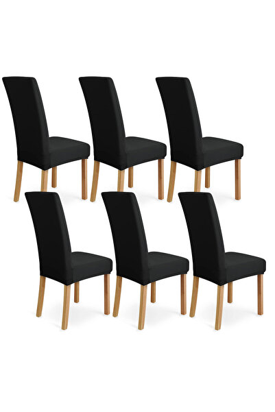 Galaxia Set 6 Huse Universale GALAXIA® Scaun, Elastice Elastan, Negru