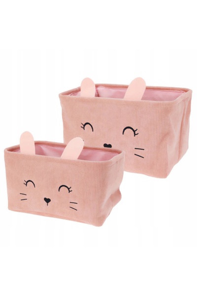 Home Styling Collection Coșuri pentru jucării, roz, din velur, cu motiv de ie...