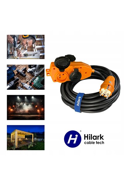 NO BRAND Prelungitor 5m, splitter cu 4 prize, H05VV-F 3x1,5, ștecher portocaliu