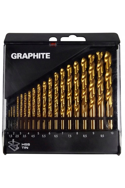 graphite Burghie pentru metal HSS-TiN 1-10mm set 19