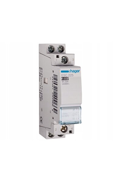 hager Contactor Modular, Bobină de instalare 1P 25A 2NO 230V pentru șină DIN