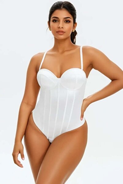 TaliedeViespe Corset Body Modelator Tanga Cu Sutien Incorporat din Satin Luxo...
