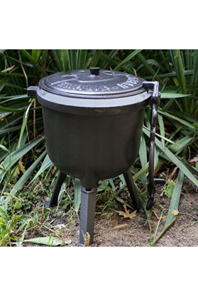 NO BRAND Cazan din fontă de 4L, oală pentru foc de tabără, grill, cazan de vâ...