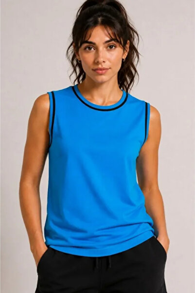 Wear Up Contrast trim sleeveless tank top crew neck summer basic tank top - t...
