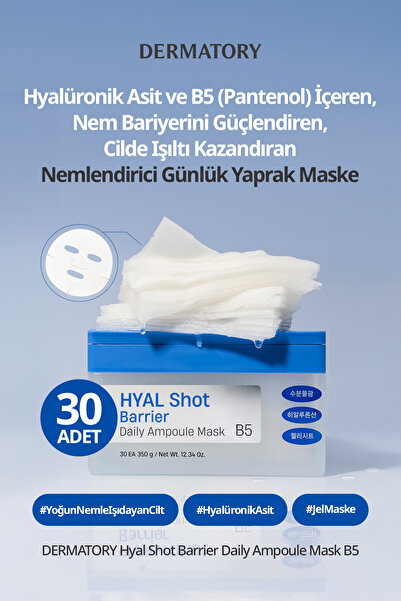 DERMATORY Hyaluronic Acid Moisturizing Daily Mask Hyal Shot Barrier Band Dail...