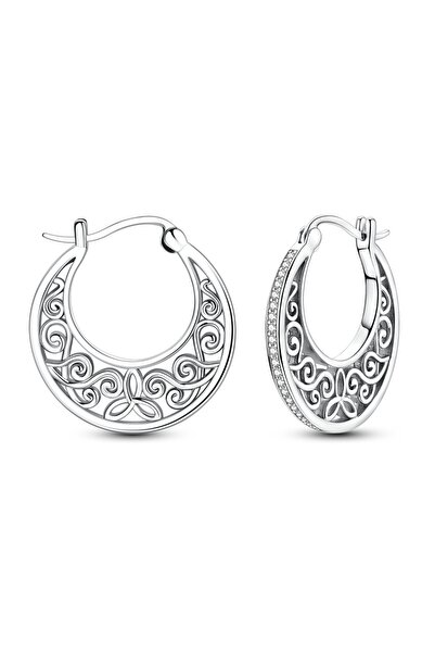 Choice4 KTE626 Original 925 Sterling Silver Hoop Earrings Heart Retro Pattern...
