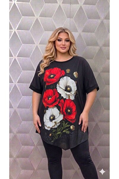 MAXORA SHOP Bluze asimetrice cu maneca scurta pe croi larg Jennifer - Albastru