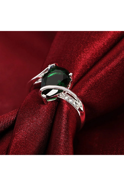 Choice3 9 Silver Charm 925 Sterling Silver Rings For Women Green Crystal Wate...