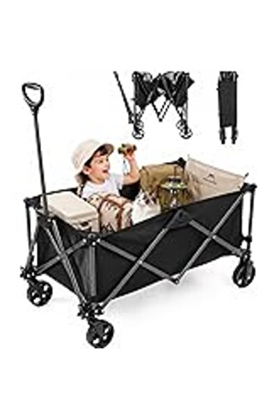 Kitsure Foldable Cart with Wheels, Multi-purpose Shopping Cart with 200lbs Lo...