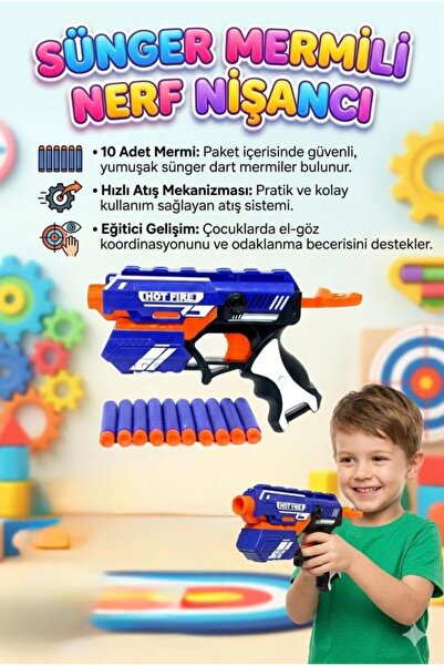 Tıfıl Toys Hızlı Atış Mekanizmalı Dart Fırlatıcı 10 Adet Yumuşak Gövdeli Dart...