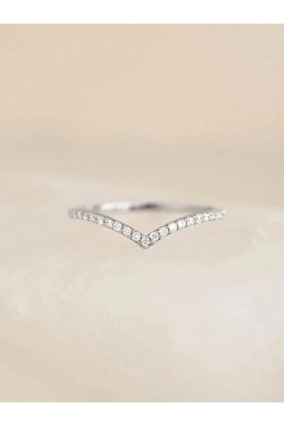 Choice1 9 Silver 925 Sterling Silver Fashion V-shaped zircon Shiny Thin Ring ...