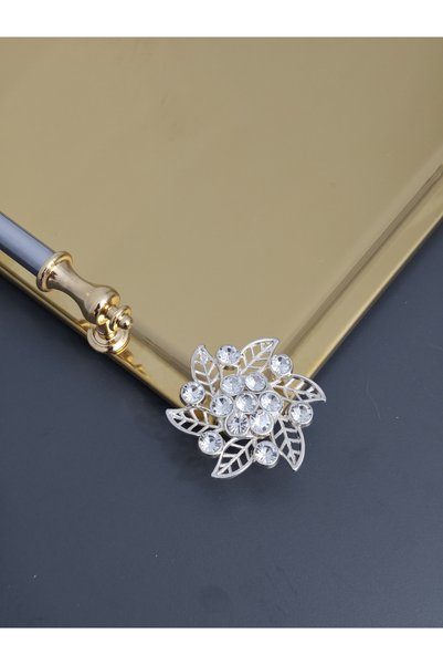 PARILTI HOME COLLECTİON Figured, Metal Handle, Stainless Steel Rectangular Tray Luxury Presentation Tray North Gold-Silver