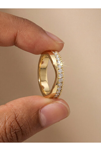 choice2 6 Golden 925 Sterling Silver Minimalism Smile Zircon Ring For Women E...