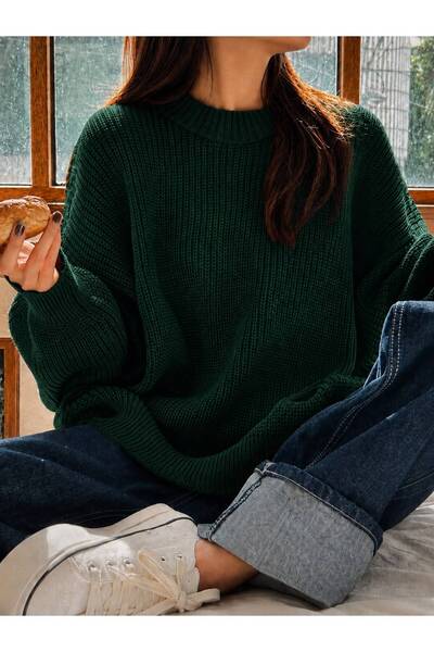 threeoff Women's Oversize Knitwear Sweater Crew Neck Thessaloniki Knit Soft T...