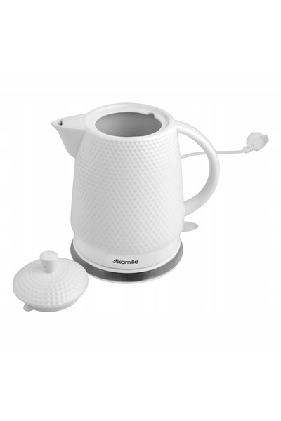 Kamille Fierbător electric ceramic alb de 1200W, 1.5l