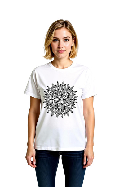 PayBuy Women's Geometric Mandala Pattern Printed Short Sleeve T-Shirt 100% Co...