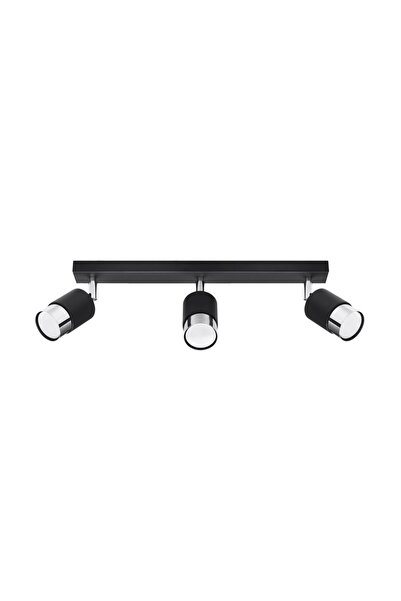 SOLLUX Lampă de tavan NERO 3 negru/crom
