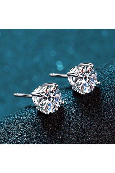 Choice8 4mm silver color 4/5/6/7/8MM Moissanite Earring 925 Sterling Silver P...