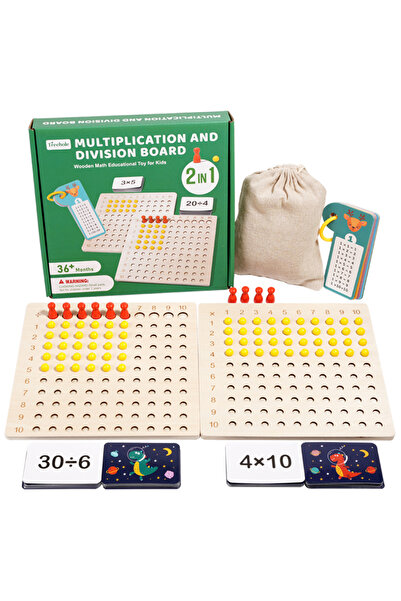 OEM Joc educativ Montessori din lemn cu tabla înmulțirii și împărțirii, 224 p...