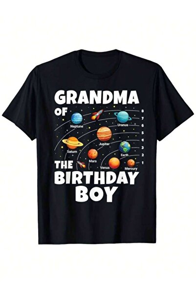 NOURAM Men'S T-Shirt - Grandma Of The Birthday Boy Featuring Space Planets Gr...