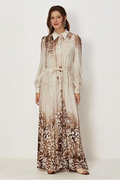 Alvina Lace-Up Patterned Dress 46547