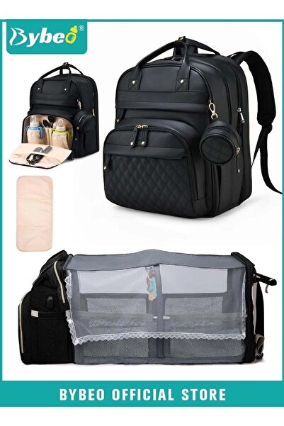 BYBEO PU Baby Diaper Bag Backpack with Multifunction Diapers Changing Station...