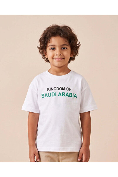 REDTAG Boys White KSA Printed T-Shirt