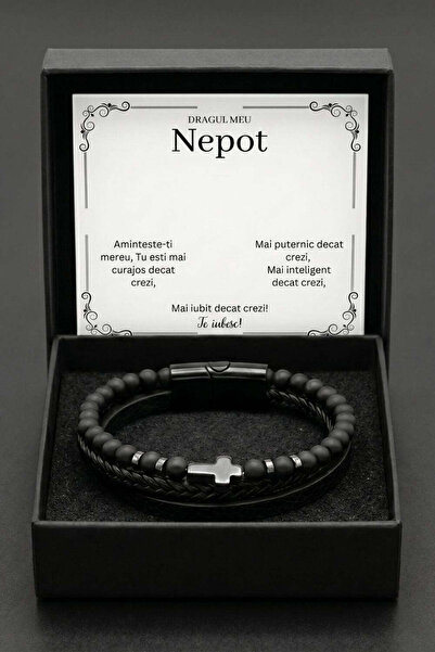 The Jewel Heart Brățară din Piele pentru Bărbați, cu Mesaj Personalizat, Cado...