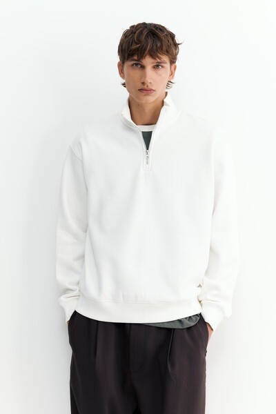 Pull & Bear Fermuarlı dik yaka sweatshirt
