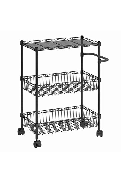 Garvee Heavy Duty 3-Tier Metal Kitchen Storage Cart – Adjustable Wire Shelves...