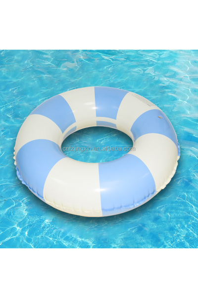 Toybox Inflatable Swim Ring 100cm for Kids & Adults, Blue and White Striped D...