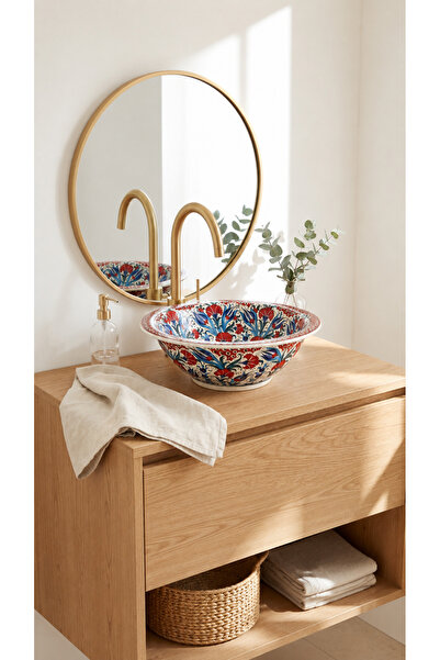 EvaniLife Gerdan Model Anatolian Bloom Serisi El Yapımı Seramik Lavabo Özel T...