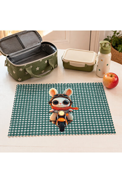 kitchen soft 47x36 cm Desenli Yıkanabilir Karakterli Okul Beslenme Bezi Çocuk...