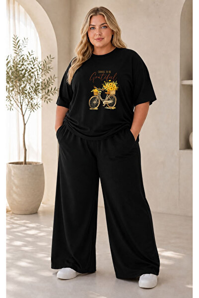 classy moda طقم بدلة رياضية نسائية كبيرة الحجم من القطن الفاخر مكون من قطعتين...