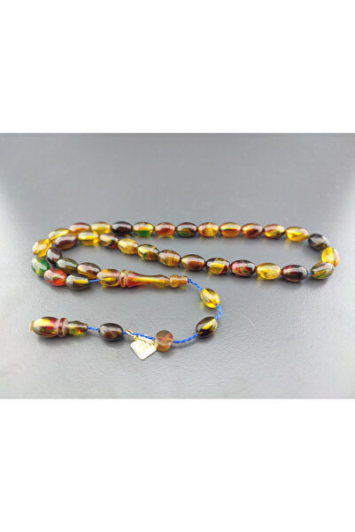 İskeçe Tesbih Ali Baba Masterpiece Colorful Amber 2 Layers Polished Fire-I Am...