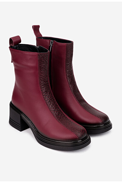 Dasha Botine dama NUR din piele naturala burgundy