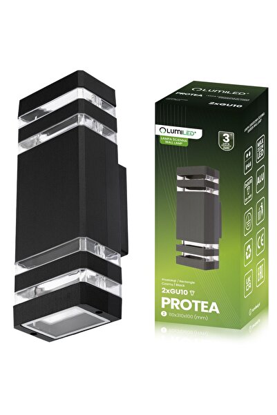 Lumiled Lampă de grădină, Lampă de perete, Fațadă, Sus-Jos, GU10, Negru, PROTEA