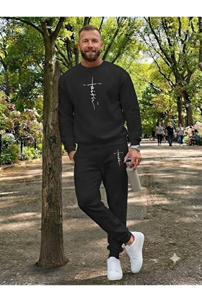 WOODROFFE Unisex Printed Crew Neck Tracksuit Set Oversize (Lover's Combination)