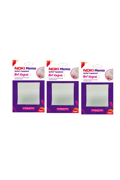 Noki Adhesive Note Pad (75*75 mm) Memo Transparent 50 Sheets (Postit) (3 Pieces)