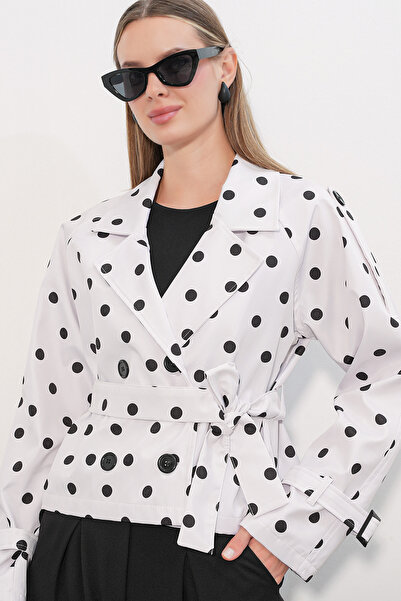 Bigdart Women's Belted Short Trench Coat 5970 - White