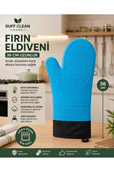 DUFF CLEAN 1 قطعة قفاز سيليكون مقاوم للحرارة العالية مقاس 36 سم قفاز فرن
