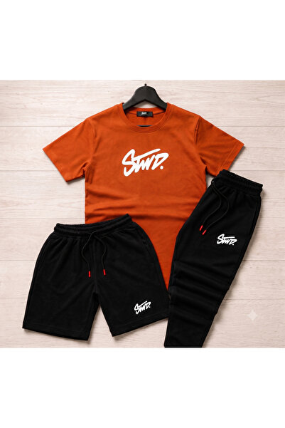 Velkoz Set de trening negru SWD din 3 piese (tricou, pantaloni scurți, pantal...