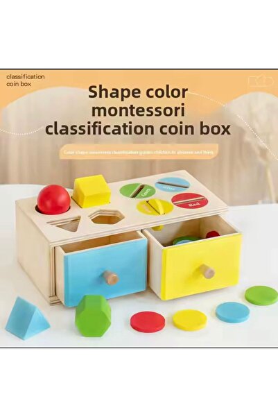 Generic Brand Montessori Wooden Shape Sorting Box with Drawers - Color Matchi...