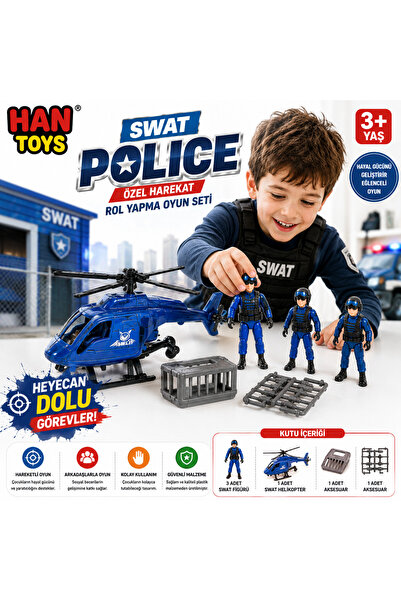 Han toys Özel Harekat Rol Yapma Oyun Seti – Figür ve Helikopter Aksesuar Seti...