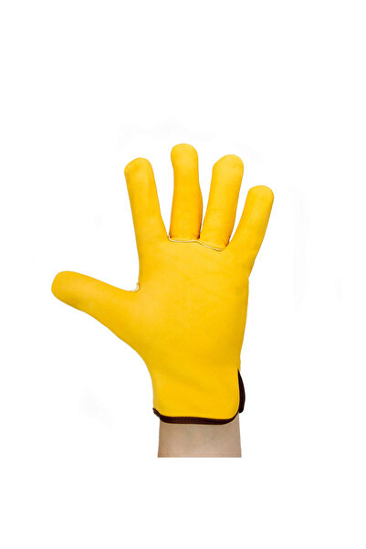 Gantex Mănuși de protecție Macai, piele bovină, alb-galben, set 12 perechi