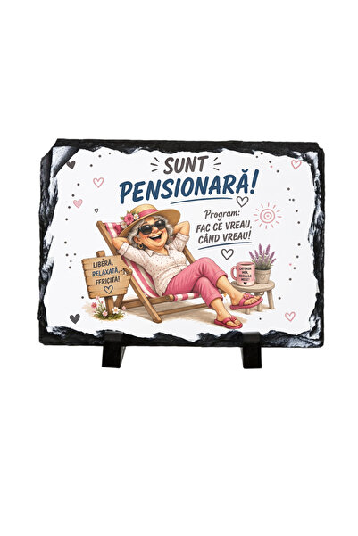 OEM Placă Ardezie Cadou Pensionare Femei, Mesaj Amuzant, cu Suport Inclus