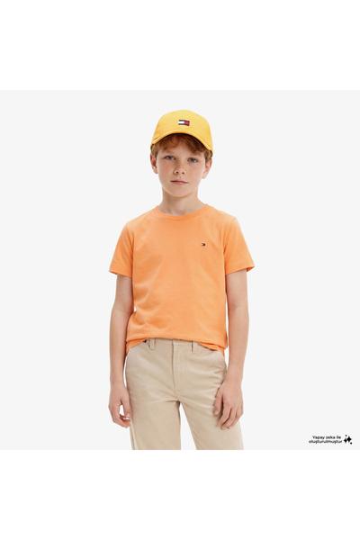 Tommy Hilfiger Essentials Çocuk Turuncu Crop T-Shirt