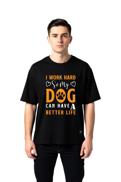 PayBuy I Work for My Dog Printed Men's Oversize T-Shirt