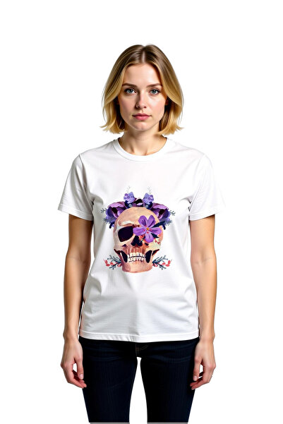 PayBuy Tricou pentru femei cu imprimeu Skeleton Purple Floral Crown