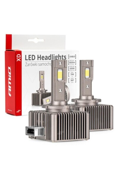 AMIO Set de 2 becuri LED auto D1S, D1R Canbus, 70W, 8600 Lm, 6500K, 12V, +400%